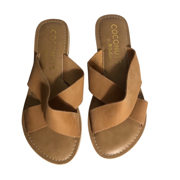 Coconuts by Matisse faux leather flat sandals. Sz 6M. New in box - Picture 1 of 3